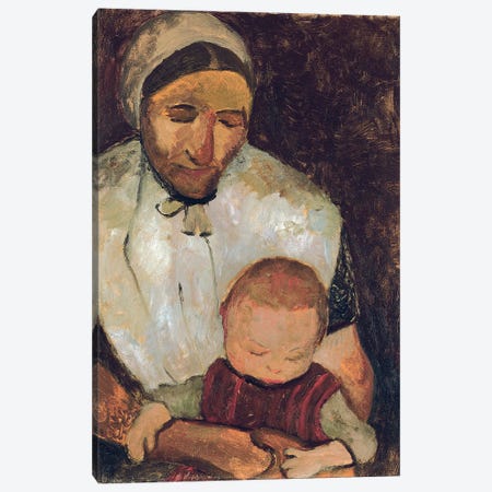Seated Woman With A Child On Her Lap (Sitzende Bauerin mit Kind auf dem Schoss), 1903 Canvas Print #BMN7649} by Paula Modersohn-Becker Canvas Wall Art