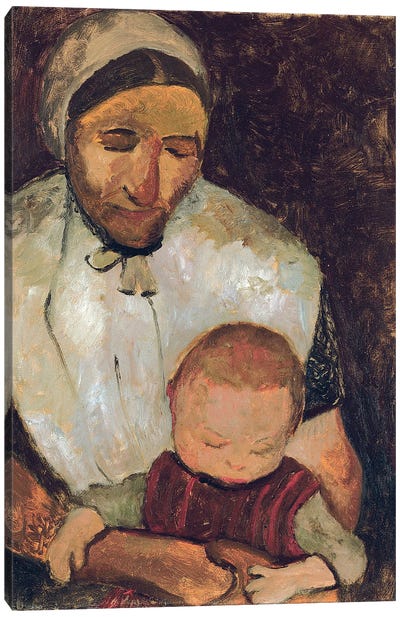 Seated Woman With A Child On Her Lap (Sitzende Bauerin mit Kind auf dem Schoss), 1903 Canvas Art Print - Paula Modersohn-Becker
