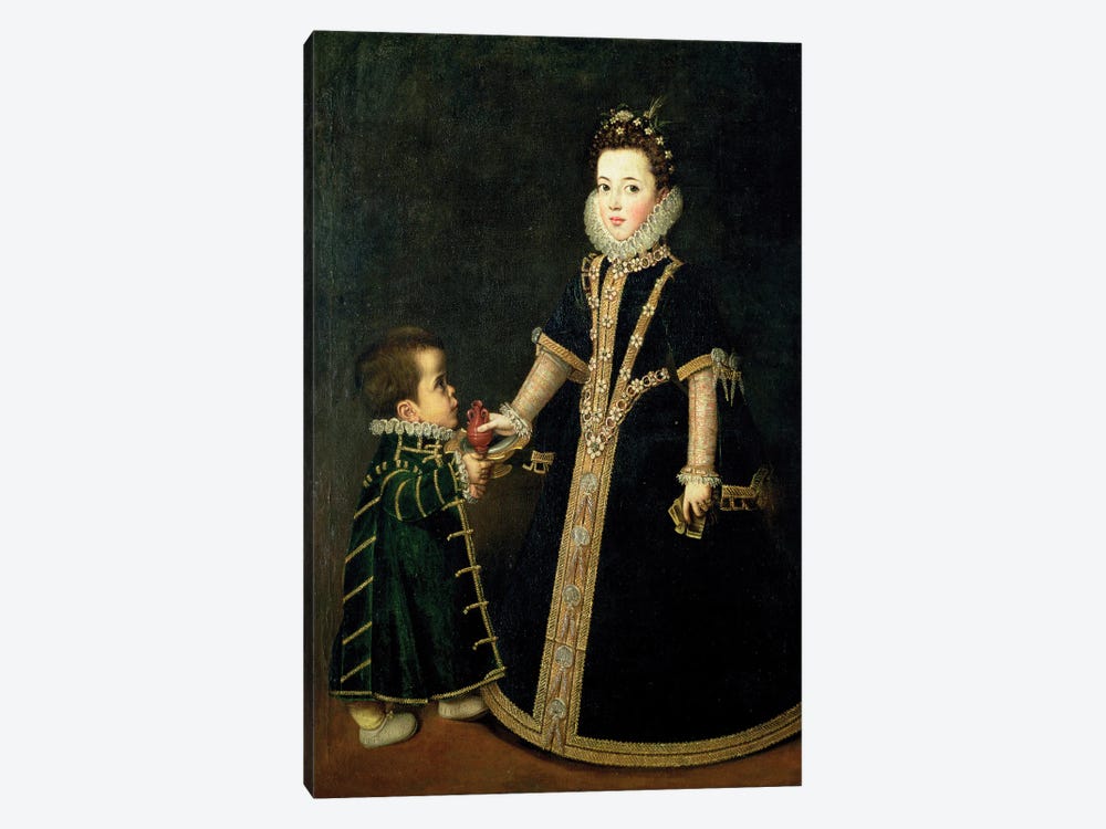 Girl With A Dwarf, Thought To Be A Portrait Of Margarita Of Savoy, Daughter Of The Duke And Duchess Of Savoy, c.1595 by Sofonisba Anguissola 1-piece Canvas Wall Art