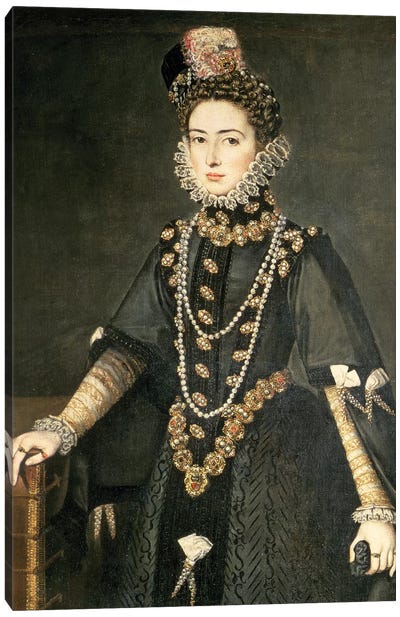Infanta Catalina Micaela, Duchess Of Savoy, Daughter Of Philip II Of Spain And Isabella Of Valois, 1584 Canvas Art Print - Historical Fashion Art