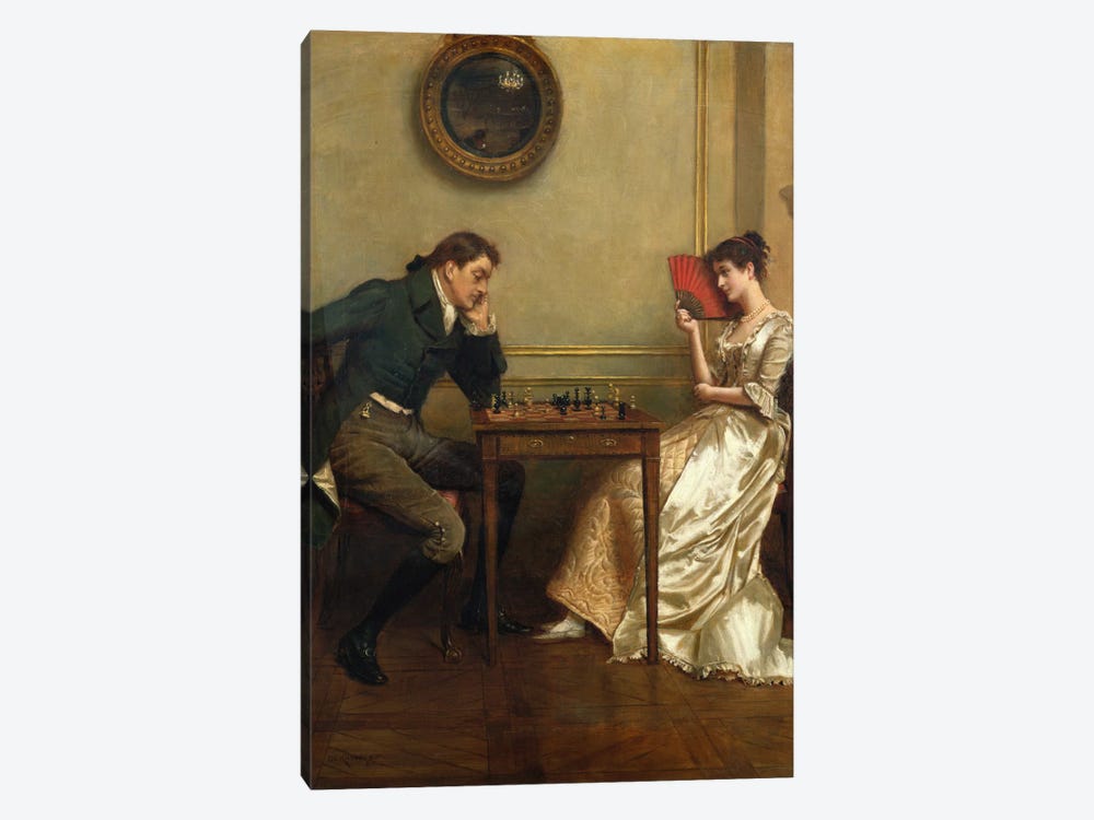 A Game of Chess by George Goodwin Kilburne 1-piece Canvas Wall Art
