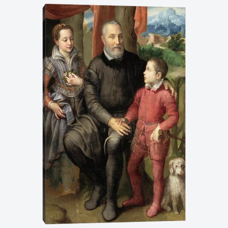 Portrait Of The Artist's Family: Minerva (Sister), Amilcare (Father) And Asdrubale (Brother), 1559 Canvas Print #BMN7680} by Sofonisba Anguissola Canvas Artwork