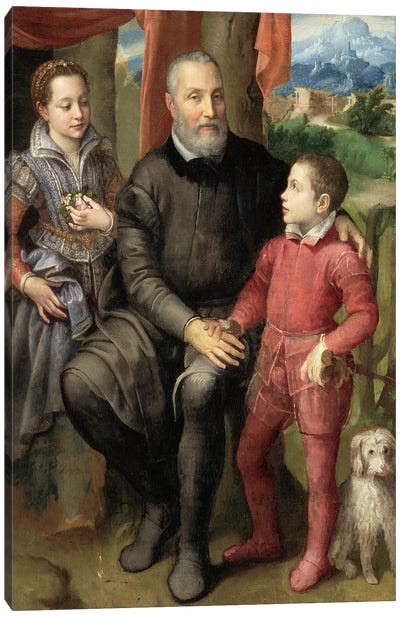 Portrait Of The Artist's Family: Minerva (Sister), Amilcare (Father) And Asdrubale (Brother), 1559 Canvas Art Print - Sofonisba Anguissola