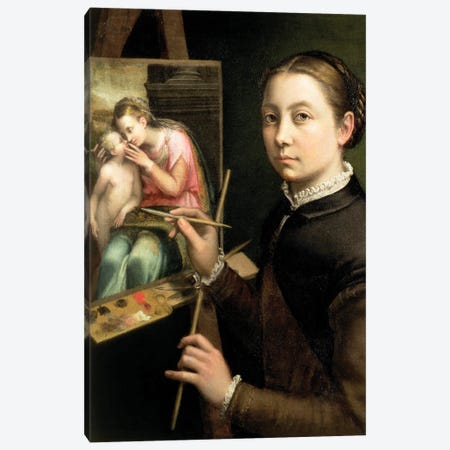 Self Portrait At The Easel, 1556 Canvas Print #BMN7684} by Sofonisba Anguissola Canvas Art Print