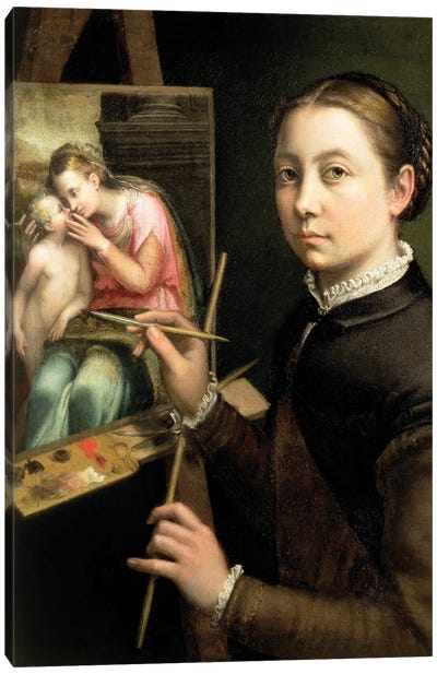 Self Portrait At The Easel, 1556 Canvas Art Print