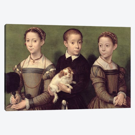 Two Sisters And A Brother Of The Artist Canvas Print #BMN7688} by Sofonisba Anguissola Canvas Wall Art
