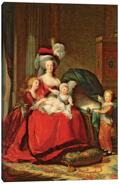 Marie Antoinette And Her Children, 1787 Canvas Art Print - Elisabeth Louise Vigee Le Brun