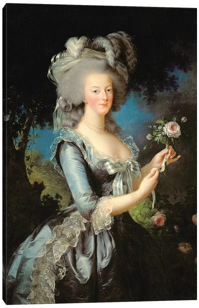 Marie Antoinette With A Rose, 1783 Canvas Art Print - Political & Historical Figure Art