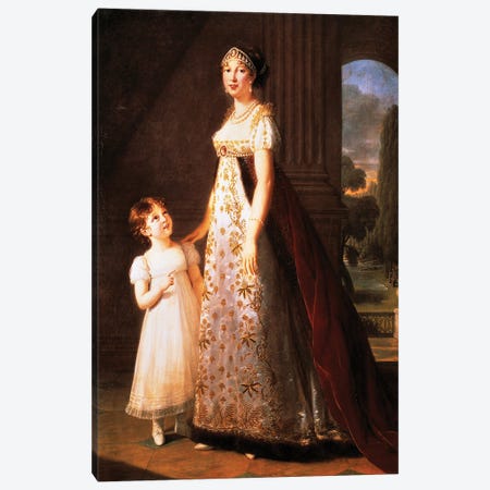 Portrait Of Caroline Bonaparte, Queen Of Naples And Daughter Of Carlo Bonaparte Canvas Print #BMN7697} by Elisabeth Louise Vigee Le Brun Canvas Artwork