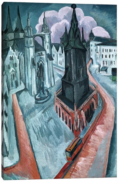 The Red Tower in Halle, 1915  Canvas Art Print - Ernst Ludwig Kirchner