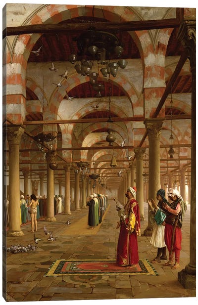 Prayer In The Mosque, 1871 Canvas Art Print - Islamic Art