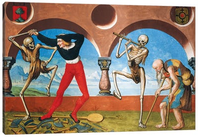 Death, Artisan And Beggar From The Dance Of Death Cycle By Albrecht Kauw, 1649 Canvas Art Print