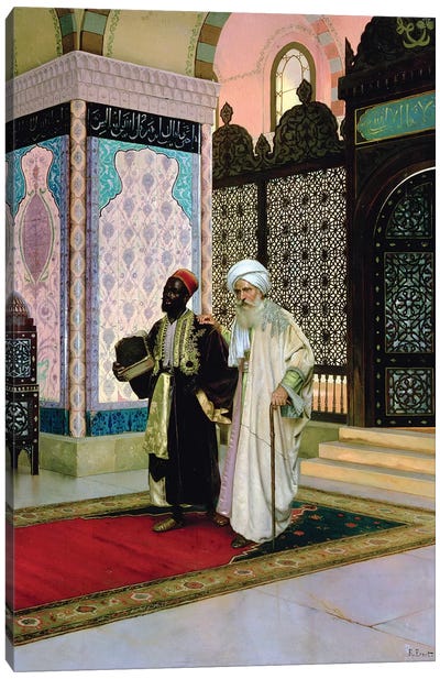 After Prayers At The Mosque Canvas Art Print - Orientalism Art