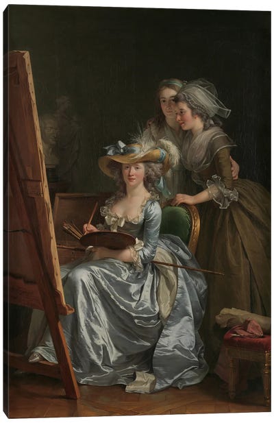 Self-Portrait With Two Pupils, Marie Gabrielle Capet And Marie Marguerite Carreaux de Rosemond, 1785 Canvas Art Print