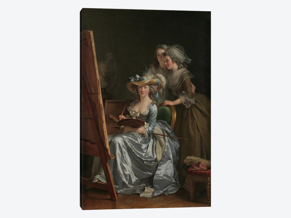 Self-Portrait With Two Pupils, Marie Gabrielle Capet And Marie Marguerite Carreaux de Rosemond, 1785 1-piece Canvas Art