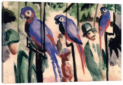 Blue Parrots  Canvas Art Print - August Macke