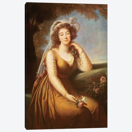 Comtesse Du Barry, Holding A Rose Canvas Print #BMN7840} by Elisabeth Louise Vigee Le Brun Canvas Artwork