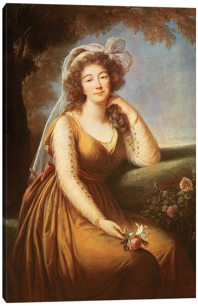Comtesse Du Barry, Holding A Rose Canvas Art Print - Neoclassicism Art