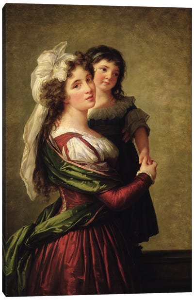 Madame Rousseau And Her Daughter, 1789 Canvas Art Print - Elisabeth Louise Vigee Le Brun