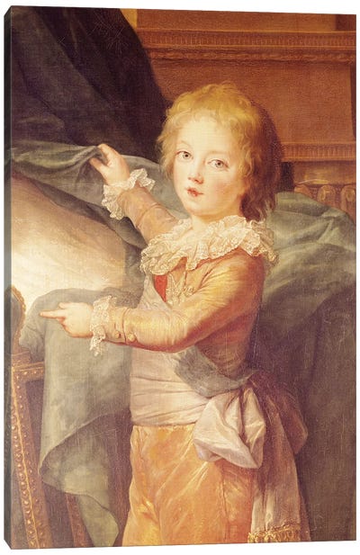 Marie-Antoinette And Her Children, Detail Of Louis-Joseph-Xavier (1781-89) Canvas Art Print - Elisabeth Louise Vigee Le Brun