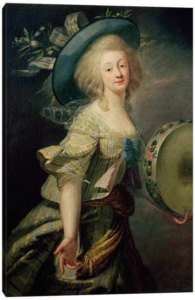 Portrait Of Marie-Anne De Cupis (1710-70) Also Known As La Camargo Canvas Art Print - Elisabeth Louise Vigee Le Brun