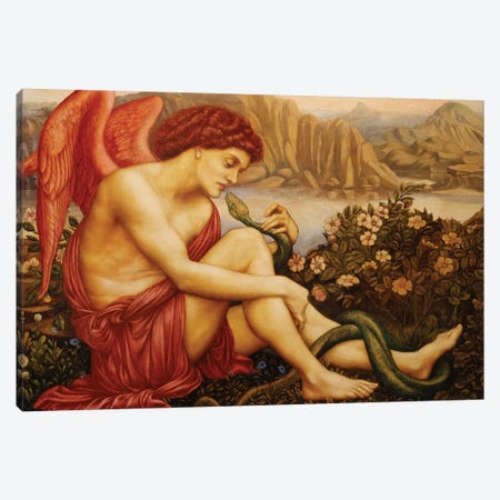 Angel With Serpent Canvas Print #BMN7891} by Evelyn De Morgan Canvas Art Print