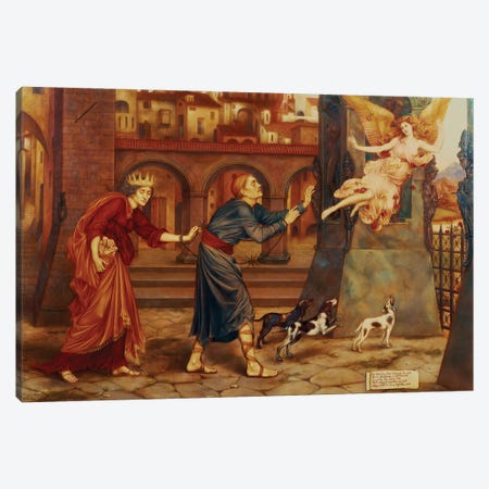 Blindness And Cupidity Chasing Joy From The City, 1897 Canvas Print #BMN7894} by Evelyn De Morgan Canvas Wall Art