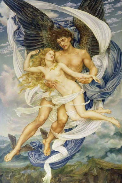Pre-Raphaelite: Boreas And Oreithyia, 1896 by Evelyn De Morgan