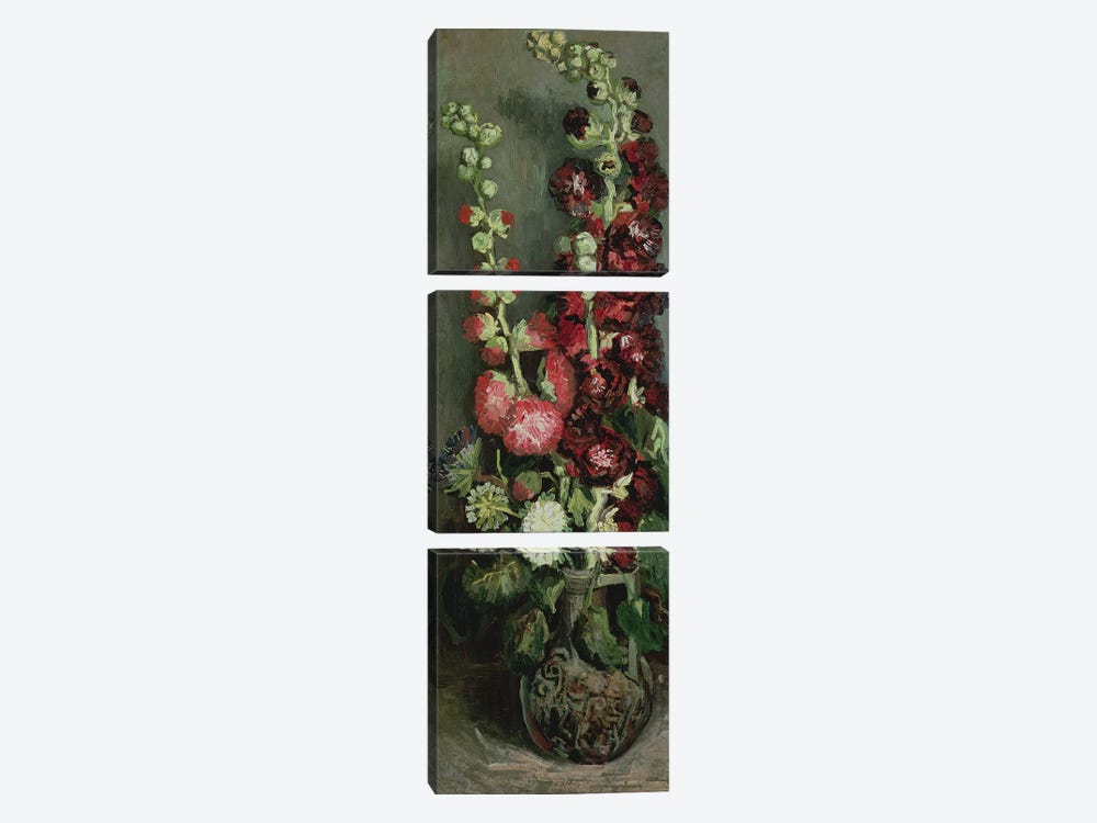 Vase of Hollyhocks, 1886  by Vincent van Gogh 3-piece Art Print