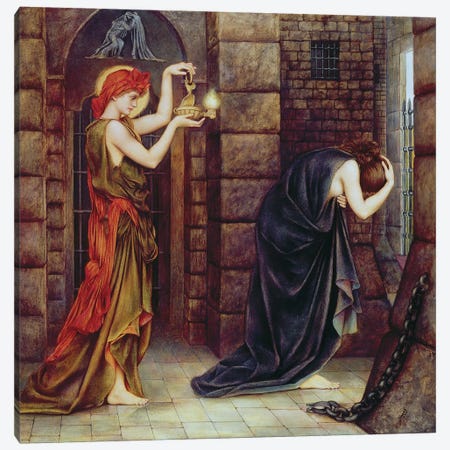 Hope In The Prison Of Despair Canvas Print #BMN7905} by Evelyn De Morgan Canvas Wall Art