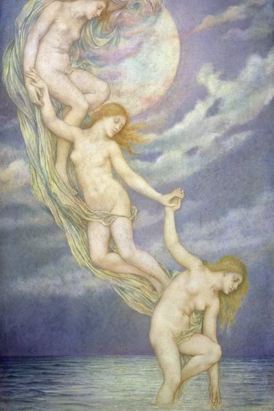 Pre-Raphaelite: Moonbeams Dipping Into The Sea by Evelyn De Morgan