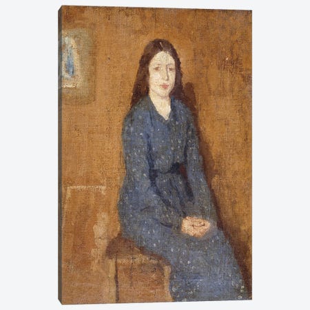 A Sitting Girl Wearing A Spotted Blue Dress, 1914-15 Canvas Print #BMN7926} by Gwen John Canvas Art