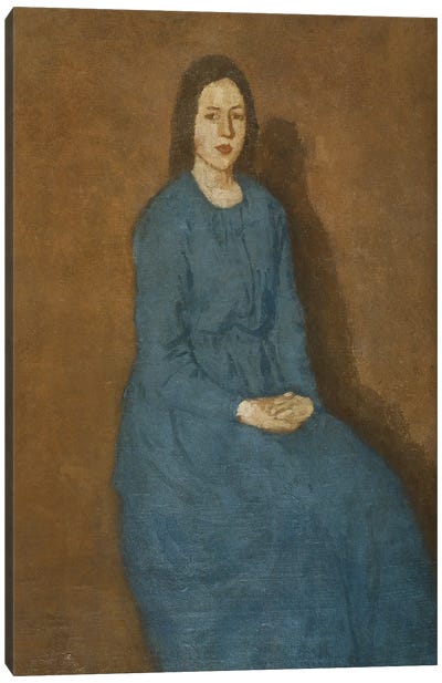 A Young Woman In Blue, c.1914-15 Canvas Art Print - Gwen John