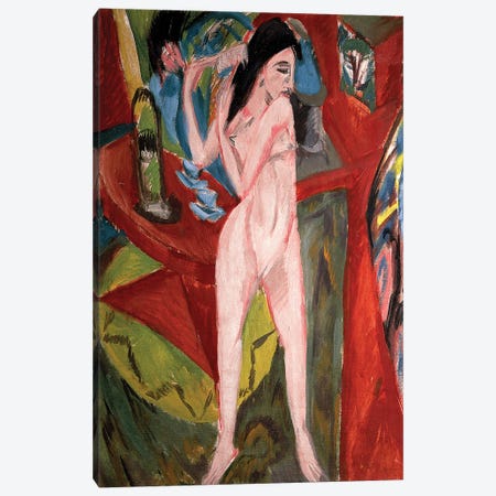 Nude Woman Combing Her Hair, 1913  Canvas Print #BMN792} by Ernst Ludwig Kirchner Canvas Art