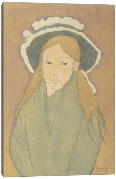 Girl With Large Hat And Straw-Coloured Hair, 1910s Canvas Art Print - Gwen John