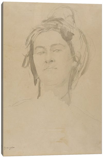 Head Of A Young Woman Canvas Art Print - Gwen John