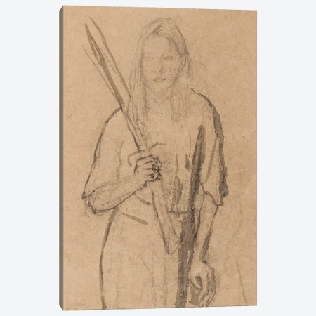 Standing Girl With Wooden Post In Her Hand Canvas Print #BMN7948} by Gwen John Art Print
