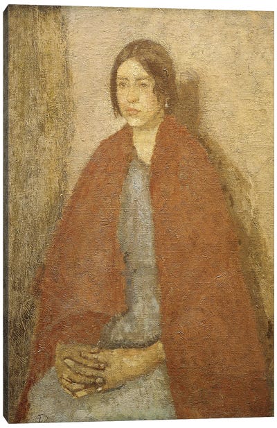 Young Woman In A Red Shawl, Canvas Art Print