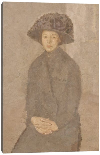 Young Woman Wearing A Large Hat, c.1917-25 Canvas Art Print - Gwen John