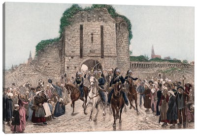 Cavalry Leaving A Breton City Canvas Art Print