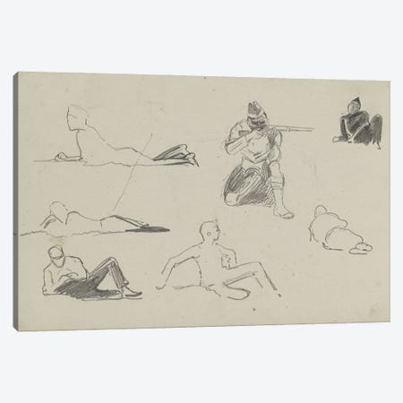 Possible Studies For 'Dawn Of Waterloo', 1893 Canvas Print #BMN7974} by Lady Butler Canvas Print