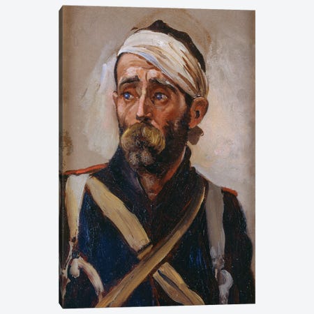 Study Of A Wounded Guardsman, Crimea, c.1874 Canvas Print #BMN7985} by Lady Butler Canvas Wall Art