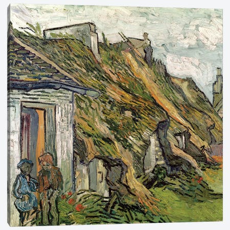 Thatched Cottages in Chaponval, Auvers-sur-Oise, 1890  Canvas Print #BMN798} by Vincent van Gogh Canvas Artwork