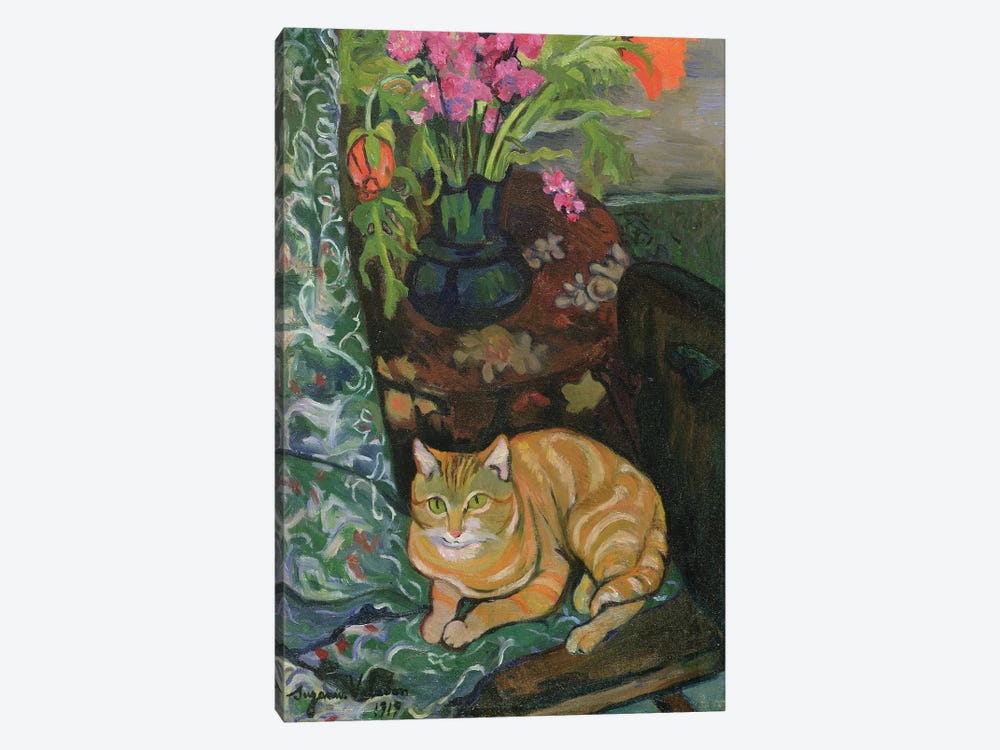 Bouquet And A Cat, 1919 by Marie Clementine Valadon 1-piece Canvas Print
