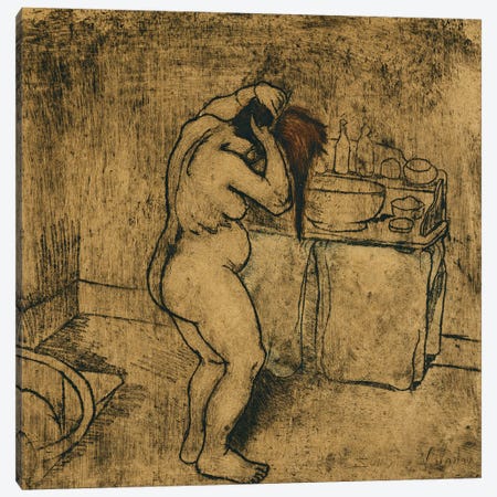 Catherine Nude Combing Her Hair (Catherine Nue Se Coiffant), 1895 Canvas Print #BMN7997} by Marie Clementine Valadon Art Print