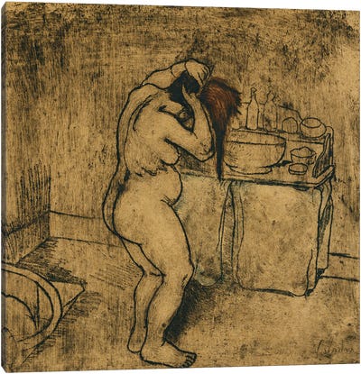 Catherine Nude Combing Her Hair (Catherine Nue Se Coiffant), 1895 Canvas Art Print