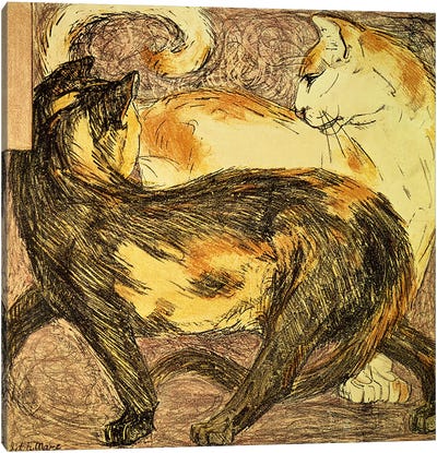 Two Cats  Canvas Art Print - Franz Marc