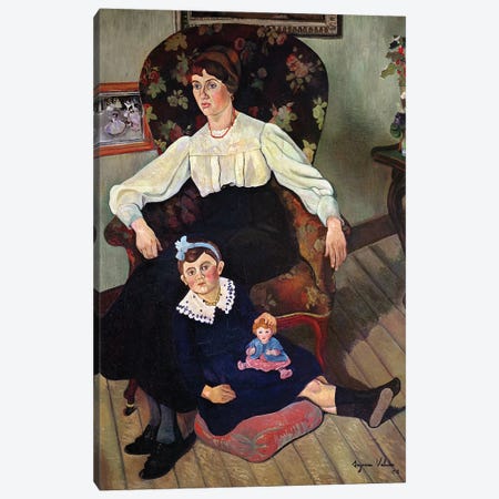 Portrait Of Marie Coca And Her Daughter, 1913 Canvas Print #BMN8012} by Marie Clementine Valadon Canvas Art Print