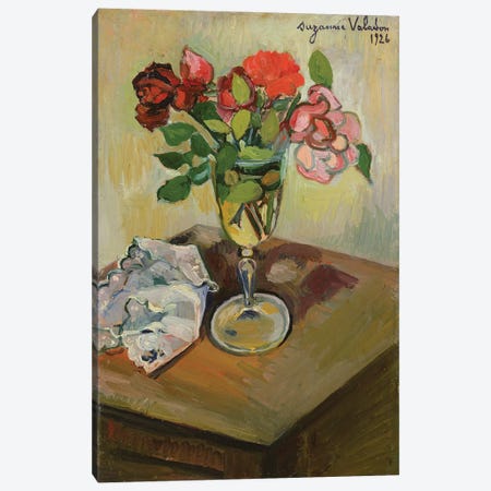 Roses In A Glass, 1926 Canvas Print #BMN8017} by Marie Clementine Valadon Canvas Art