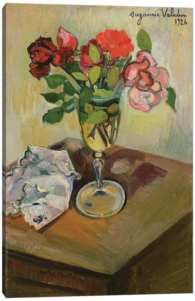 Roses In A Glass, 1926 Canvas Art Print